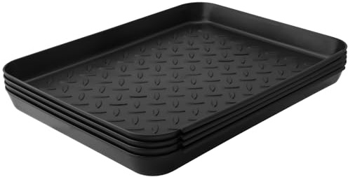 YIXNSW 4 Stück 35 X 27,5 X 3cm Schuhabtropfschale, Schuhtablett mit Erhöhtem, Schuhmatten Tablett, Schuhtablett Schuhablage für Schuhablagen im Innen und Außenbereich, Regenschirme, Schwarz