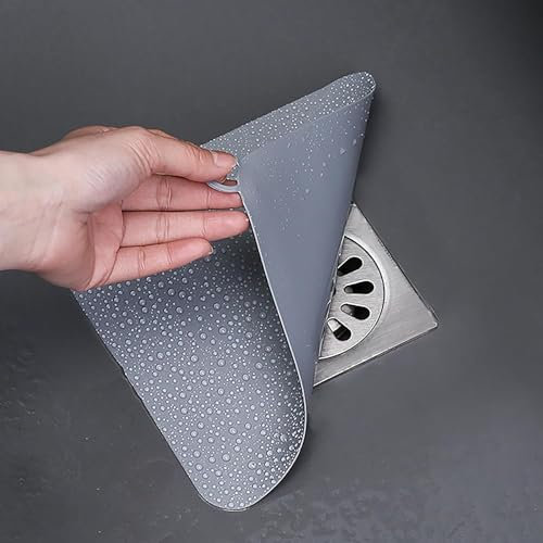 Silikon-Wannenstopfen, Bodenablaufabdeckung, 2 Stück, geruchshemmend, für Küche, Bad und Wäsche (15,2 x 15,2 cm), Grau