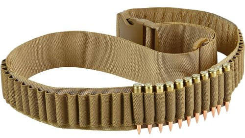 Cartuccera,27 Fori Cartucciera per Munizioni da Spalla in Nylon,Cartuccera Cintura,Cintura per Cartucce da Caccia,Lunga 130cm(Verde)