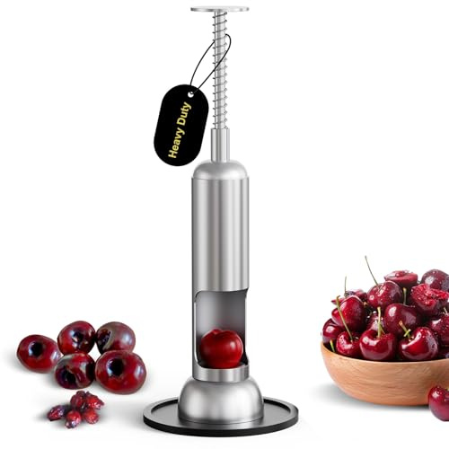 Zattic Cherry Pitter, 304 Stainless Steel Cherry Pit Remover and Corer for Large & Small Cherries, Heavy Duty, Dishwasher-Safe, Time-Saving, Effortless to Use Cherry Stoner (Press-Type)