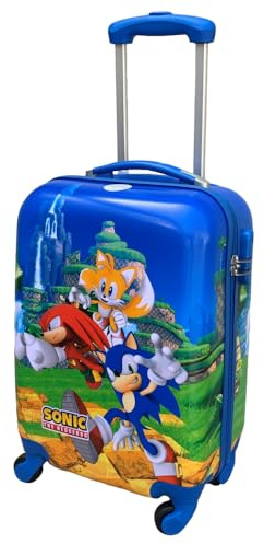 CARTOON Trolley da viaggio in ABS Sonic riccio supersonico per bambini valigia 50 x 33 x 20 cm con quattro ruote e manico allungabile