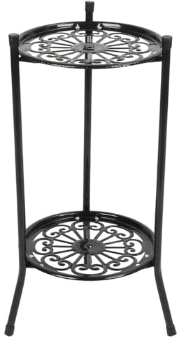 JOYHUT 2 Tier Metal Plant Stands for Flower Pot, Suitable for outdoor and indoor plants, Tall circular flower pot rack , suitable for gardens, courtyards, balconies, living rooms, 50*30CM (BLACK)
