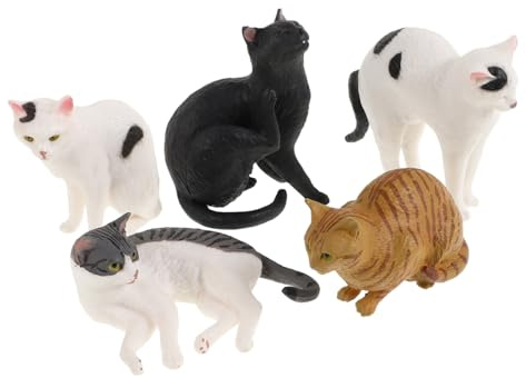 TOPBATHY Set Di Decorazioni Per Gatti Realistici 5 Pezzi Statuette Di Gatti Giocattolo Interattivo Per Gatti Gattino Gatto Realistico Per Ragazzi E Ragazze