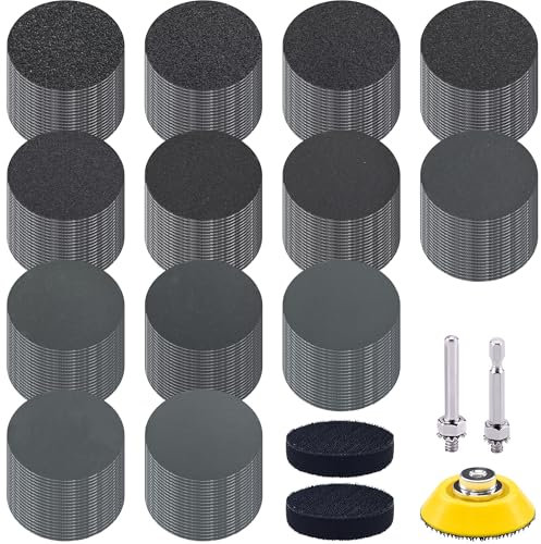 SIQUK 260 Pièces Disques de Ponçage 50mm Disques Abrasif Papier de Verre Sec à L'Eau Feuilles Abrasives Grain 60-5000 pour Bois Métal Miroir Bijoux Polissage