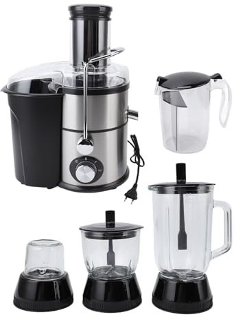 Robot da cucina 4 in 1 Spremiagrumi centrifugo frullatore multifunzionale da 800 W SUS con scivolo di alimentazione da 3,3 pollici per frutta e verdura