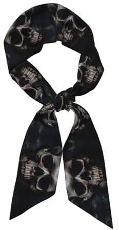 MDATT Totenkopf-Skelett-Seidenschals für Damen, leicht, bedruckt, Frühlings- und Herbst-Schals, Geschenk für Frauen, Schwarz , One size