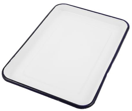 ABOOFAN Retro Rectangular Enamel Baking Pan Porcelain-Coated Food Serving Platter Grooved Surface Vintage Oblong Oven Dish for Home and Restaurant Baking, Toast, Pizza, Salad