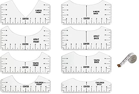 Sirxlevcy 9-Teiliges T-Shirt-Ausrichtungswerkzeug, T-Shirt-FüHrungslineal zum Entwerfen Von Kleidung, PVC-T-Shirt-Lineale Hinten Und Vorne Ausgerichtet