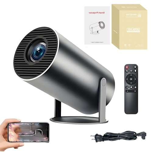 Proyector Cineglow, Nuevo Pocketbeam Smart 180° (2025), miniproyector Inteligente 4K UHD for Dormitorio con WiFi y Bluetooth.(Black)