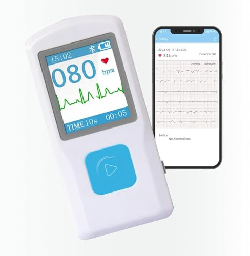 hocvseo Personal Heart Rate Monitor, Portable ECG Monitor, Reach Conclusion In 10 Seconds, Store 99 Data, with LCD Screen,with Smartphone, 4 Measurement Methods, for Home, Travel