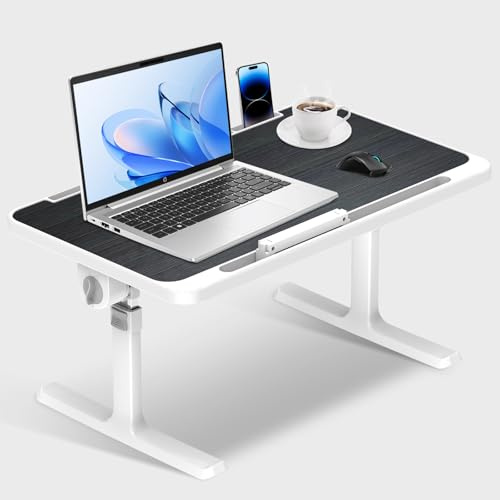 Betttisch Klappbar.Laptop Ständer,Klappbarer Laptoptisch mit Tablet-Kerbe, Höhenverstellbar,4 Winkel,Schreibtisch,Klapptisch für Bett Sofa Boden Arbeiten Studieren Lesen Schreiben - 60 * 40cm,Schwarz