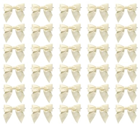 MORSUNBELA Geschenkschleifen Kleine Schleifen Geschenk Deko Beige | 30 Stück Geschenkschleifen für Weihnachten,Hochzeiten und kreative Geschenkverpackungen,kleine Schleifen als festliche Deko