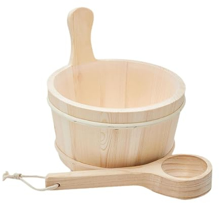 pistro Seau de sauna avec louche – Accessoires de hammam en bois pour spa, bain et hôtels