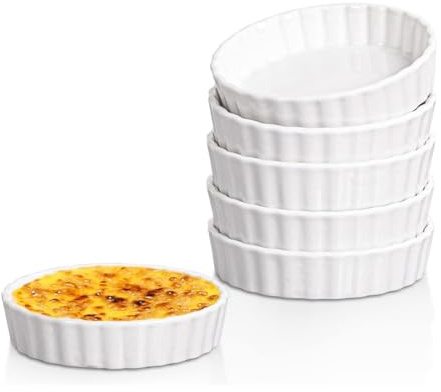 Phyachelo Ramequins à Crème Brûlée de 5 Oz, Plats à Quiche Cannelés Ronds, Moule à, Ramequins Allant au Four pour la Cuisson, Soufflé, Ramequins, Paquet de 6