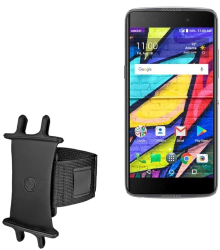 BoxWave Holster Compatible with Alcatel Idol 5 Cricket - ActiveStretch Sport Armband, Adjustable Armband for Workout and Running - Jet Black