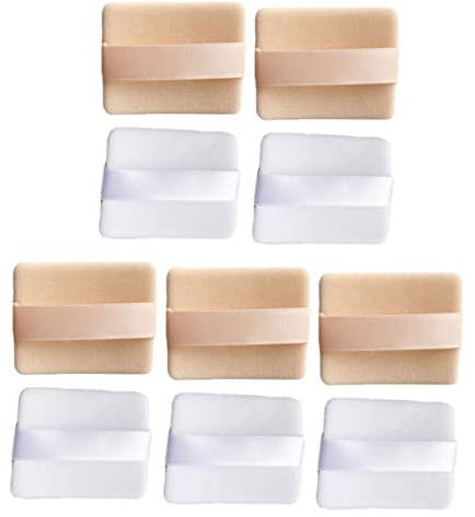 Healvian Make up Puderquaste 10 Stück Eckig Synthetischer Schwamm Mit Riemen Hautfarben Weiß Kosmetik Puderquaste Für Losen Puder Und Flüssige Grundierung Abwaschbar Wiederverwendbar Makeup Tool