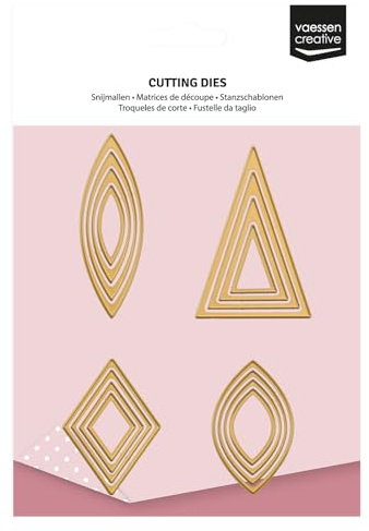 Vaessen Creative Stanzschablonen Set Grundformen- 16 Cutting Dies von 1,4 x 3,7 cm bis 5 x 7,4 cm - Bastelzubehör für DIY, Basteln mit Papier und Deko - für Mini Stanz- und Prägemaschinen