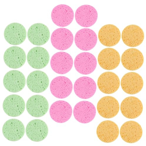Toyvian Komprimierte Gesichtsschwämme zur Sanften Gesichtsreinigung und Täglichem Waschen 30 Stück Faserschwamm Runde Make Up Schwämmchen für Frauen und Reisen
