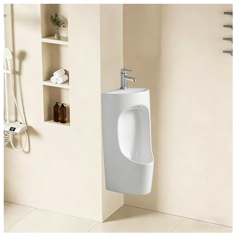 Orinatoio in ceramica a parete Orinatoio Angolare Triangolare, Orinatoio in Ceramica da Parete per Spazi Ridotti, Moderno Orinatoio Bianco per Casa, Hotel, Camper