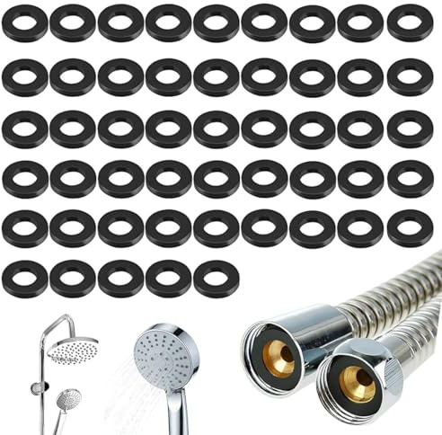 UYVPAER Lot De 50 Joints Toriques - Joint Plat - 1/2 - En Caoutchouc - Rondelle Plate - Tuyau - Rondelles De Réparation - Pour Robinet, Tuyau, Pommeau De Douche Sanitaire