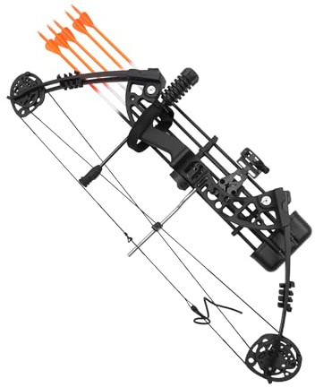 Compoundbogen Set für Erwachsene, Bogenschießen Set Verstellbar 30-60 lbs Zuggewicht & 19-30 Auszugslänge, Magnesiumlegierung Jagdbogen für Rechtshänder mit 12 Pfeilen & Tasche, Schwarz
