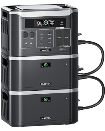 OUKITEL BP3000E Generatore Solare 6144 Wh, espandibile fino a 16 kWh, con App e 14 uscite, 5 metodi di ricarica, stazione energetica portatile da 3200 W per campeggio, camper e casa.