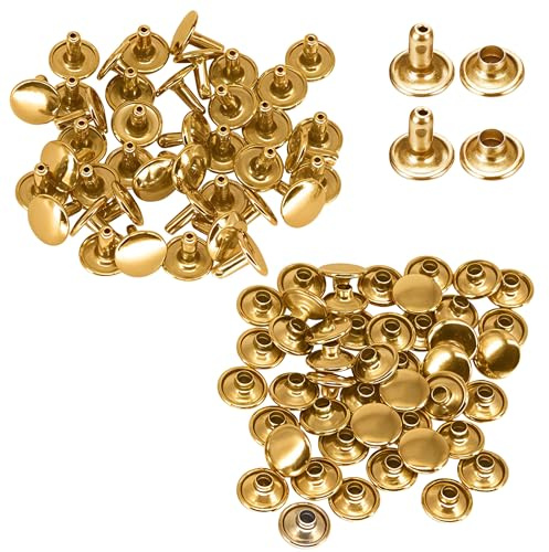 WedDecor - Remaches tubulares de Doble Capa, Color Oro Rosa, para Remaches de Repuesto, Manualidades, Bolsos, Sombrero, decoración de Costura de Zapatos, 6 mm, 100 Unidades, latón, Dorado, 9 mm