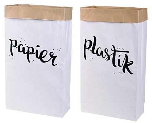2er Pack Papiersack Paper Bag eckig aus Kraftpapier Mülleimer 'papier & plastik'