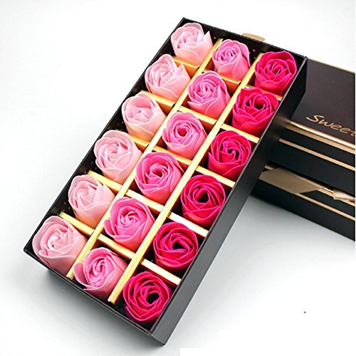 DMZK 18 Pièces Gradient Rose, Salle De Bain Fleurs Savon Parfumée Fleur Bain, dans Une Boîte Cadeau