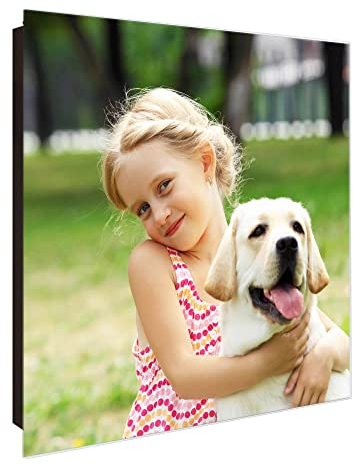 banjado Großer Schlüsselkasten Glas - Schlüsselbox 30x30cm mit 50 Haken - Schlüsselkasten modern für Schlüsselaufbewahrung mit beschreibbarer, magnetischer Glastür - Motiv Eigenes Bild