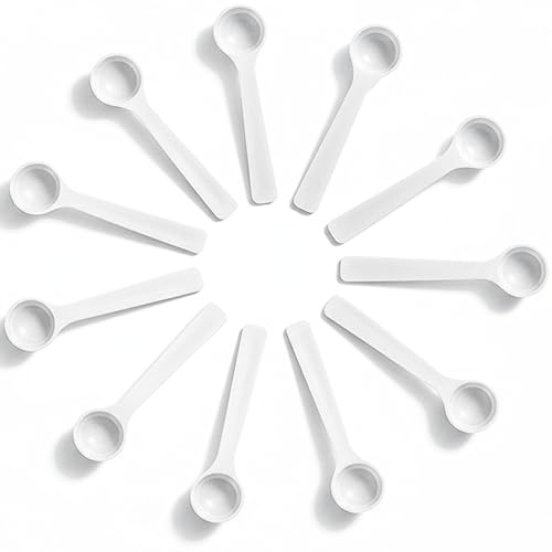 Extend Lab 500mg Plastic Measuring Spoons (1ml) – Pack of 10 Mini Scoops for Protein Powder, Baby Formula, Medicine – Approx. 1/10 Teaspoon Scoop (tsp)