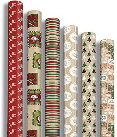 CLAIREFONTAINE 211421AMZC - cartone da 12 rotoli di carta regalo 2x0,70mt