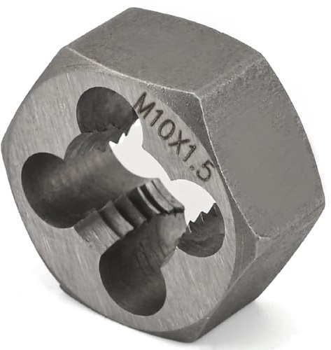 Utoolmart Sechskant-Gewindeschneider, M10 x 1,5 Teilung, Karbonstahl, Gewindeschneider, Sechskant-Umgewindebohrer, Maschinengewindebohrer, Sechskant-Rohrschablone