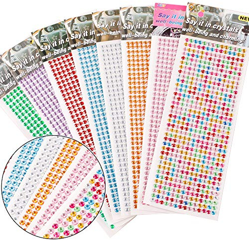 Glitzersteine Selbstklebend, 4032 Stück Strasssteine Selbstklebend Acryl Bunt Selbstklebende Schmucksteine Verschiedene Formen Crystal Edelstein zum Aufkleben-Pack of 8