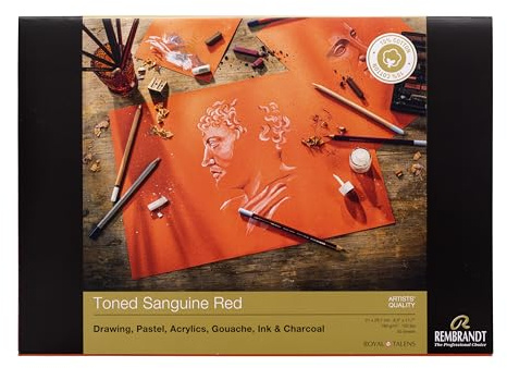 Rembrandt Professionelles Tonpapier Rot | 180 g/m², 50 Blatt | Papier für Bleistift, Tusche und Farbe | Format A4 (21 x 29,7 cm)
