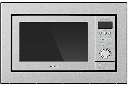 Cecotec Microondas encastrable Digital GrandHeat 2500 Built-In Steel. 900W, Integrable, 25 Litros, Grill, 10 funciones preconfiguradas, Multicooking, Quick Start