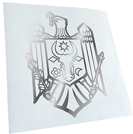 Kiwistar - Autoaufkleber - Moldawien Wappen - Chrom - 30x24cm - Heckscheibe Auto Aufkleber wetterfest für Kfz LKW Mofa Truck - Sticker außen selbstklebend Tuning Zubehör für Fenster Fahrzeug Scheibe