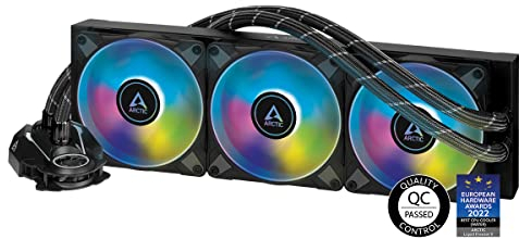 ARCTIC Liquid Freezer II 360 A-RGB - Wasserkühlung PC, Multi-kompatibler All-in-One CPU AIO, Wasserkühler, PWM-gesteuerte Pumpe, Lüftergeschwindigkeit: 200-1800 RPM, LGA1700 kompatibel - Schwarz