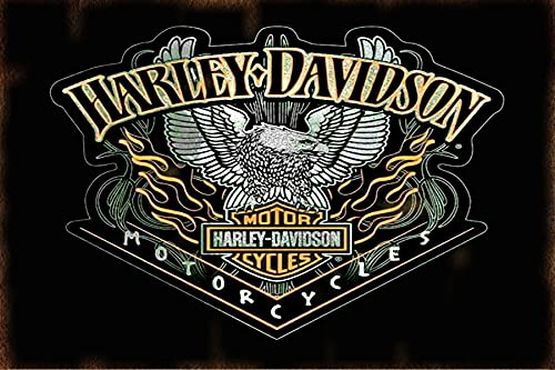 LX Designs Vintage-Blechschilder mit weißem Adler, um Harley Davidson Motorräder Garage Dekor Retro Garage Poster Bar Wandschild Metall Vintage Pub Schild Pin Up Garagenschild Garagendekoration 30,5 x