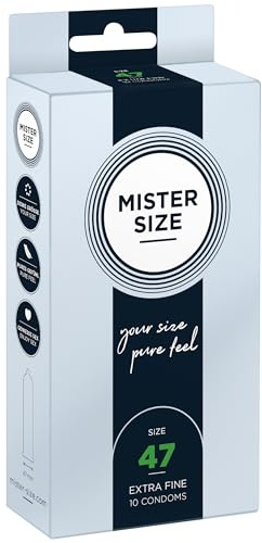 MISTER SIZE Kondome gefühlsecht hauchzart 47mm im 10er Pack/extra dünn, extra fein, extra feucht/aus 100% Naturkautschuk-Latex in deiner Größe XS/natural feeling 10er Packung