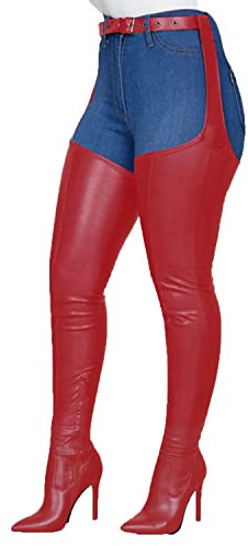 bbruriy Stivali Donna Over the Knee in Pelle PU Elasticizzata con Tacco a Spillo e Cintura Regolabile in Vita, Stile Punk, Occasione Casual e Formale, Taglia 33-46