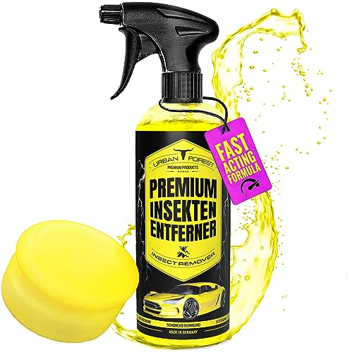 URBAN FOREST Auto Insektenentferner Sparset + Schwamm, 500ml | Scheiben Reiniger, Premium Insekten Reiniger extra stark mit Tiefenwirkung, Autopflege