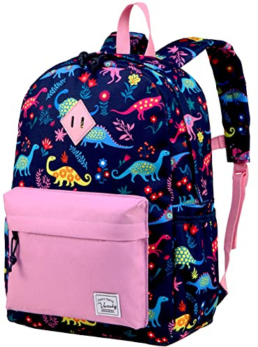 VASCHY Skolryggsäck för Pojkar och Flickor, Barnryggsäck, Lila Dinosaurie, Dinosaure Violet, Vardagsryggsäckar