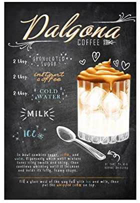 JDRC Dalgona Coffee Making Process Canvas Poster Wall Art Decor Print Picture Paintings for Living Room Bedroom Decoration Unframe: 16x24inch(40x60cm)