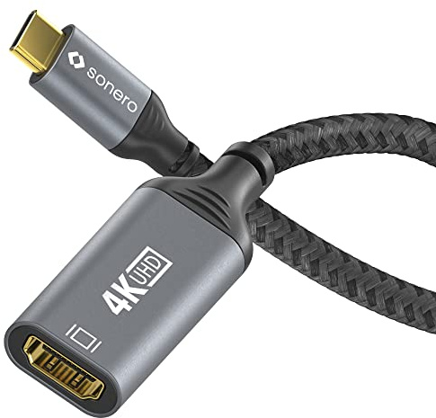 Sonero USB-C auf HDMI Adapter, HDMI Adapterkabel, 4K 60Hz, 18GB/s 0,1m