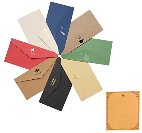 SJBAUTYO Vintage-Umschläge für Grußkarten & Einladungen,8 kraftpapier kuverts umschläge,einladung vintage umschläge,Enthält 16 Vintage-Einsätze,für Weihnachts-Valentinstag-Geschenkwünsche