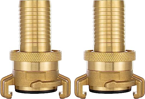 Poppstar 2x Messing Saug- und Hochdruckkupplung, 1 Zoll Schlauchtülle, mit Dichtung und Kontermutter, für 25mm Schlauch-Innendurchmesser