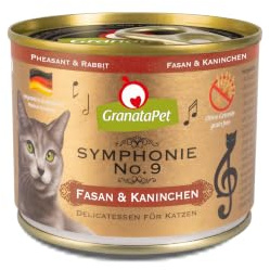 GranataPet Symphonie No.9 Faisan & Lapin 6 x 200 g Nourriture pour Chat sans céréales ni Sucre ajoutés Filet en gelée Naturelle Nourriture Humide délicate pour Chats
