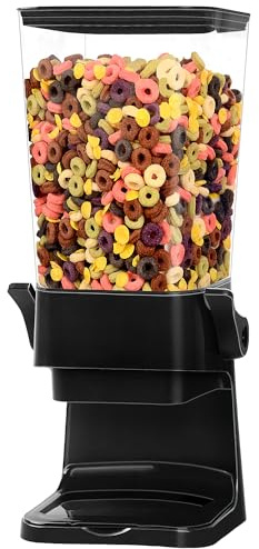 Cereal Dispenser Countertop,5.5L Cereal Containers Storage Dispenser for Pantry,Dry Food Storage Rice Containers,Candy Dispenser,Snack Organizer Machine for Grains, Nuts,Oatmeal, Pet Food Black