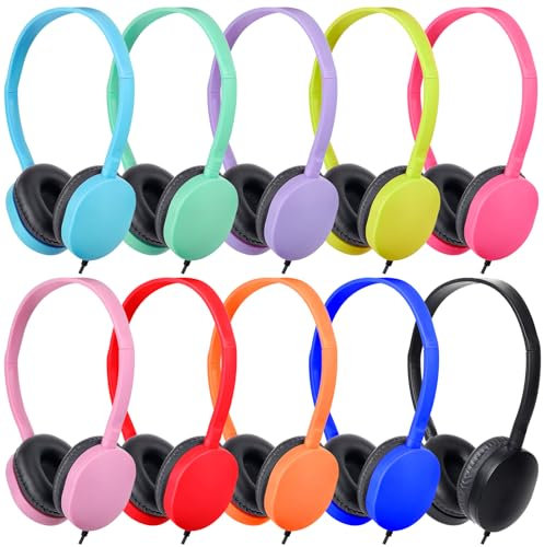 OSSZIT Kids Headphones Bulk for School Classroom 10 Pack,On Ear